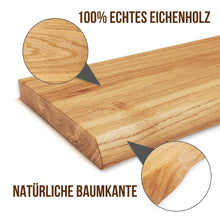 Laden Sie das Bild in den Galerie-Viewer, Baumkanten-Regal Eiche 60cm