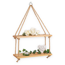 Laden Sie das Bild in den Galerie-Viewer, Hängeregal Eiche 40cm mit Juteseil