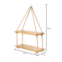 Laden Sie das Bild in den Galerie-Viewer, Hängeregal Eiche 40cm mit Juteseil