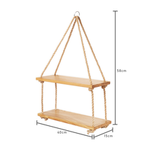 Laden Sie das Bild in den Galerie-Viewer, Hängeregal Eiche 40cm mit Juteseil
